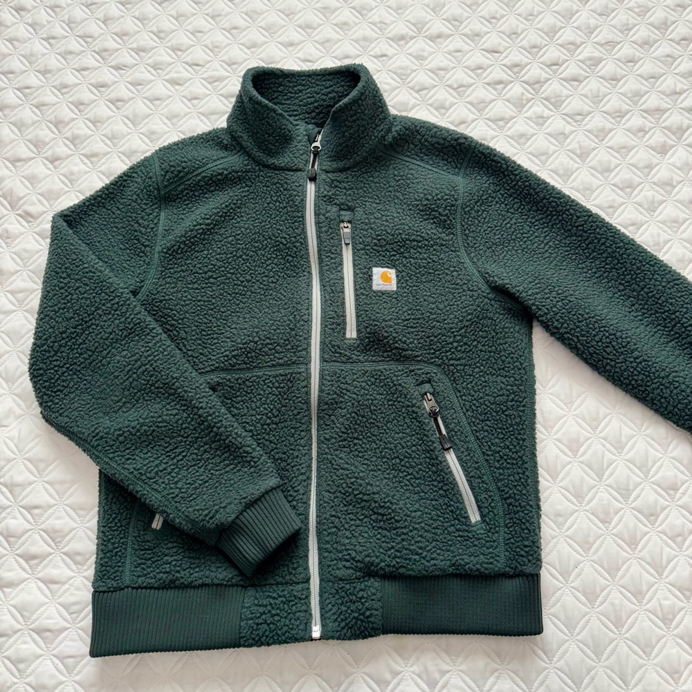 Carhartt Women's High Pile Sherpa Fleece Full Zip Jacket Blue Green Teal Size S - Picture 11 of 16